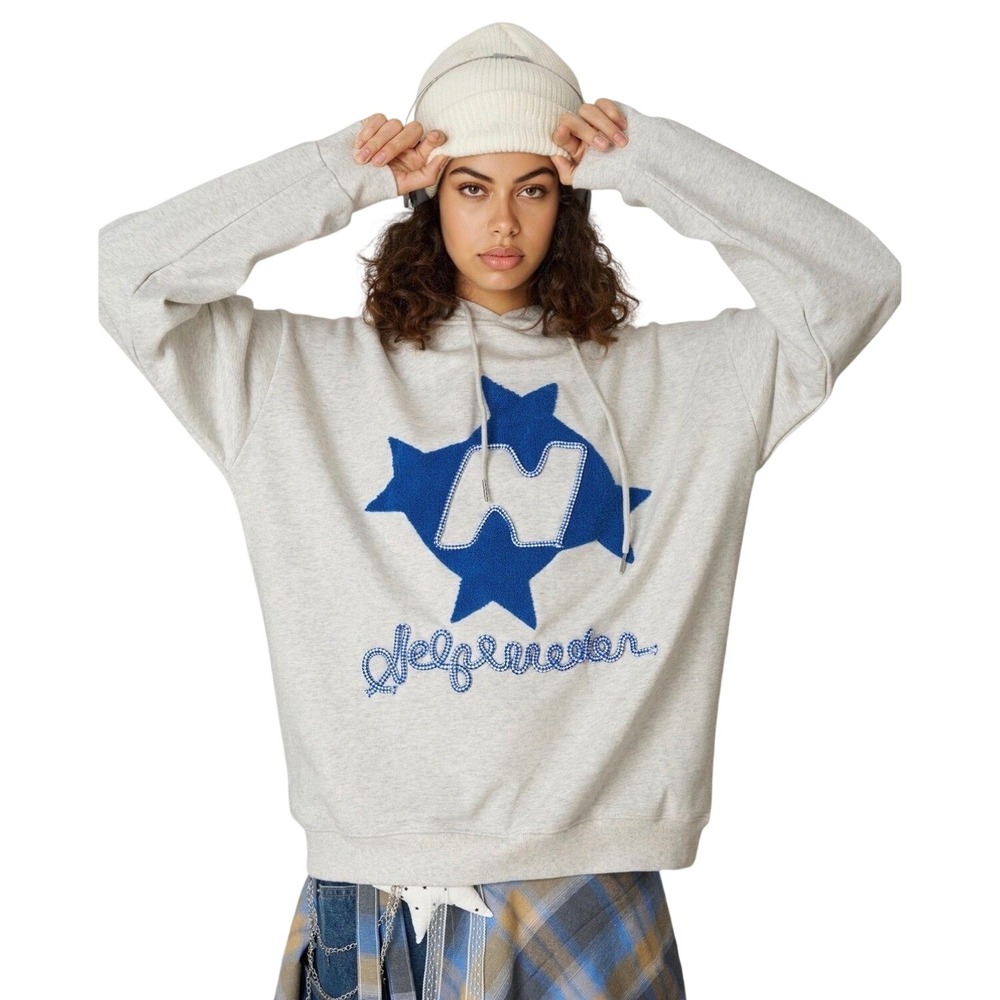 NEW Aelfric Eden OS SmallMen/Unisex Grey w Blue Embroidered Stars